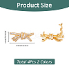 SUPERFINDINGS 4Pcs 2 Colors Brass Rhinestone Fold Over Clasps KK-FH0007-72-2
