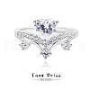 Rhodium Plated 925 Sterling Silver Micro Pave Cubic Zirconia Finger Rings for Women WG9CD14-01-4