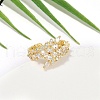 Rack Plating Brass Micro Pave Clear Cubic Zirconia Cuff Rings for Women RJEW-M028-56G-5