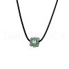 Natural Green Aventurine & Glass Seed Beads Cluster Flower Pendant Necklaces NJEW-MZ00095-05-2