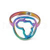 Ion Plating(IP) 201 Stainless Steel Hollow Out Africa Map Adjustable Ring for Women RJEW-C045-04M-2