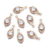 Brass Micro Pave Clear Cubic Zirconia Pendants KK-S359-097-RS-1