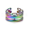 Ion Plating(IP) Rainbow Color 304 Stainless Steel Cable Chain Shape Open Cuff Ring for Women RJEW-C025-28M-2