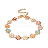 Enamel Daisy Link Chains Bracelet BJEW-P271-01G-06-1