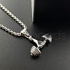 Punk Stainless Steel Hip-hop Dumbbell Fitness Barbell Pendant Necklaces for Men MF4714-1