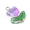 12Pcs 2 Styles Tulip & Butterfly Transparent Glass Pendants PALLOY-JF03657-4