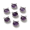 Brass Pave Natural Amethyst Multi-Strand Links KK-D366-01P-G-1