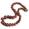 Synthetic Goldstone Rondelle Graduated Beaded Necklaces for Women Men NJEW-K388-02H-1