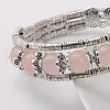 Tibetan Style Antique Silver Alloy Natural Rose Quartz Gemstone Bracelets X-BJEW-JB01649-03-2