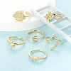 6Pcs 6 Styles Brass Micro Pave Clear Cubic Zirconia Cuff Rings RJEW-LS0001-34G-5