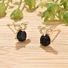 Owl Brass Micro Pave Cubic Zirconia Stud Earrings for Women EJEW-G428-10G-02-3