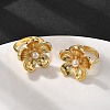 Flower Brass Finger Rings for Women RJEW-S622-05G-2