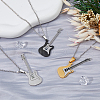 FIBLOOM 3Pcs 3 Colors Stainless Steel Guitar Pendant Necklaces Set for Women Men NJEW-FI0001-36-5