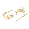Rack Plating Brass Arch Stud Earrings with Pearl Beaded EJEW-D061-04G-2