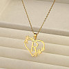 201 Stainless Steel Flower Heart Initial Pendant Necklaces for Women FS-WG08285-16-1