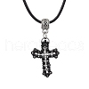 2Pcs 2 Colors Cross Glass Sead Beaded Pendant Necklaces NJEW-MZ00093-3