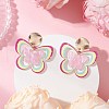 Brass Printing Acrylic Butterfly Dangle Stud Earrings EJEW-JE06431-02-1