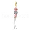 Sunflower Silicone & Natural Wood Beads Pendant Decorations HJEW-JM03080-02-2