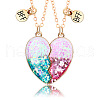 2Pcs Fashionable Alloy Resin BFF Glitter Heart Magnetic Pendant Necklaces for Women FS-WGCB8A0-01-5