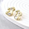 Brass Micro Pave Clear Cubic Zirconia Stud Earrings EJEW-V011-06G-2