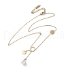 304 Stainless Steel Crystal Rhinestone Round Disc Pendant Necklaces NJEW-A045-03G-2