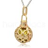 Golden Tone Brass Hollow Round Cage Pendants KK-J235-05G-2