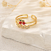 Fruit Themes Brass Pave Cubic Zirconia Cuff Open Rings for Women FC9265-8-1