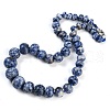 Natural Blue Spot Jasper Rondelle Graduated Beaded Necklaces for Women Men NJEW-K388-02N-1