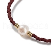 Glass Imitation Pearl & Seed Braided Bead Bracelets WO2637-09-2