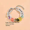 Alloy & Acrylic Rectangle Link Chain Necklace & Bracelet & Stud Dangle Earring Sets FS-WG12B03-02-3