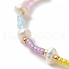 Natural Pearl & Glass Seed Beaded Stretch Bracelet for Women BJEW-JB09930-5