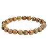 Natural Sandalwood Rond Bead Stretch Braclets for Men Women PW-WG55664-02-5