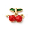 Brass Red Enamel Connector Charms KK-I276-13G-01-1