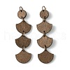 Flat Round & Fan Poplar Wood Big Pendants WOOD-G019-03B-1