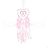 Heart Woven Web/Net with Feather Hanging Ornaments HJEW-G025-12A-1