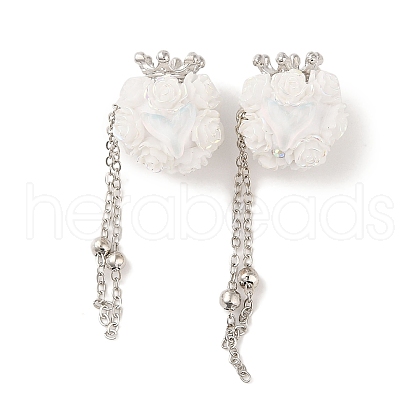 Handmade Polymer Clay Rhinestone Tassel Dangle Beads CLAY-H003-01P-01-1