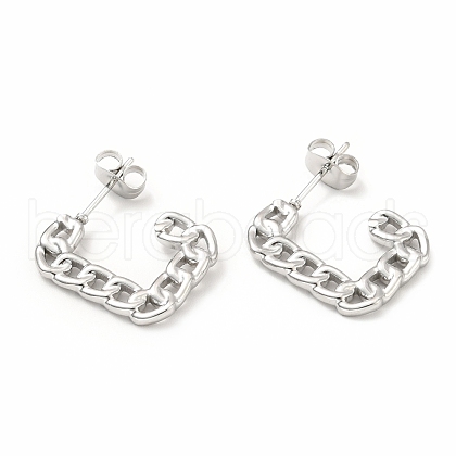 Non-Tarnish 304 Stainless Steel Chain Shape Stud Earrings EJEW-F283-03P-1