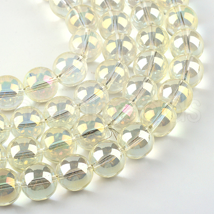 Electroplate Glass Beads Strands X-EGLA-Q062-8mm-A02-1