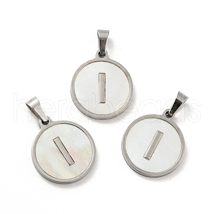 304 Stainless Steel with White Shell Pendants STAS-G268-01I-P-1