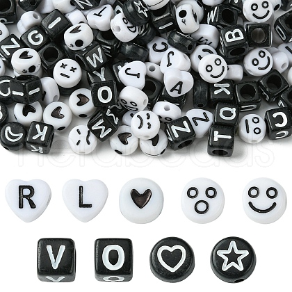 200Pcs Mixed Style and Shapes Acrylic Beads OACR-FS0001-68B-1