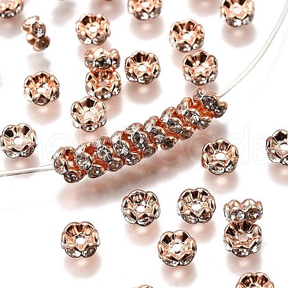 Brass Rhinestone Spacer Beads RB-A014-L5mm-01RG-NF-1