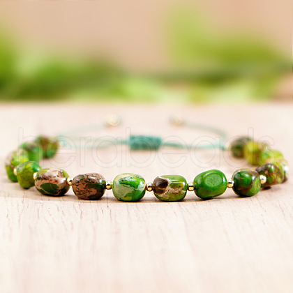 Natural Shoushan Stone Braided Bead Bracelets for Men Women KX0915-1