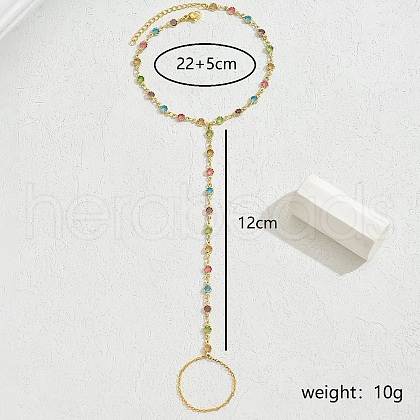 Holiday Brass Micro Pave Zircon Flower Tassel Charm Anklets Toe Ring for Women TX0877-2-1