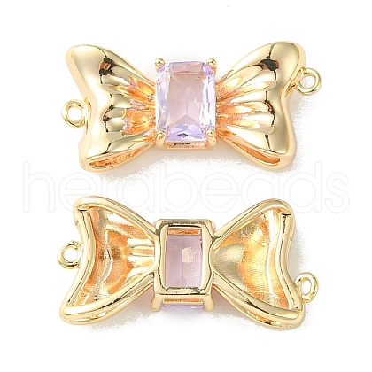 Brass Pave Cubic Zirconia Connector Charms KK-L208-01G-05-1