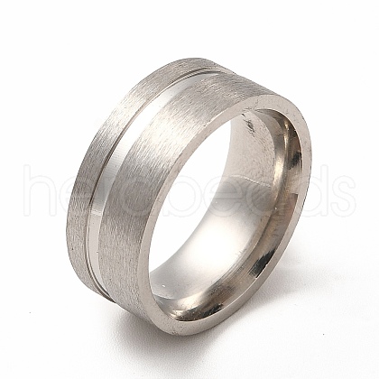 201 Stainless Steel Grooved Finger Ring Settings STAS-P323-06P-1