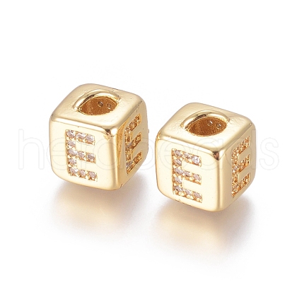 Brass Micro Pave Cubic Zirconia Beads ZIRC-G162-15G-E-1