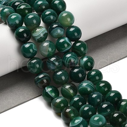 Dyed Natural Banded Agate Beads Strands G-G175-A07-01-1
