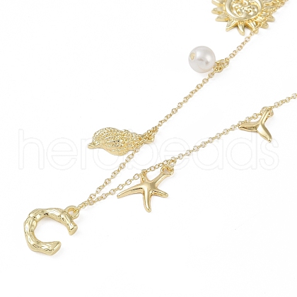 Bohemian Summer Beach Style 18K Gold Plated Shell Shape Initial Pendant Necklaces IL8059-3-1