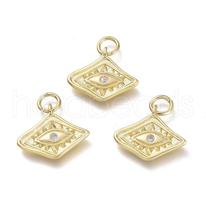 Brass Micro Pave Cubic Zirconia Pendants KK-P188-C03-G-1