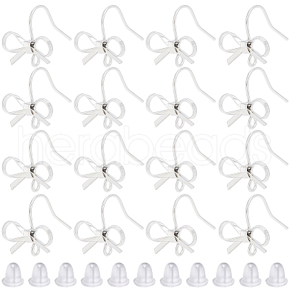SOFPLATE 28Pcs Bowknot Shape Brass Earring Hook DIY-SP0001-06P-1
